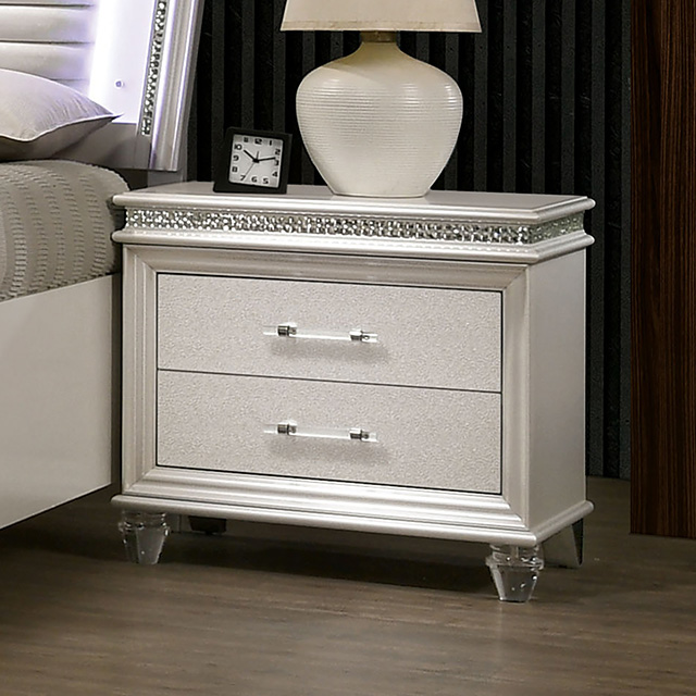 Furniture Of America Maddie Contemporary Pearl White Night Stand Model CM7899N