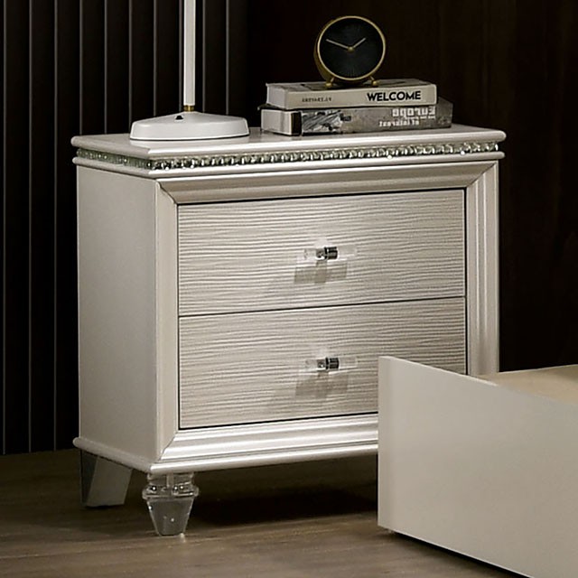 Furniture Of America Allie Contemporary Pearl White Night Stand Model CM7901N