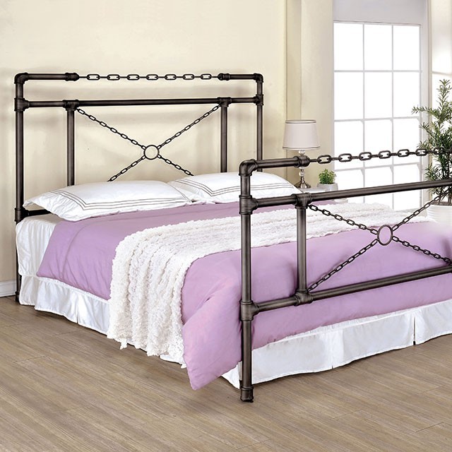 Furniture Of America Anastasia Contemporary Brushed Silver Bed Model CM7930-E.King Bed