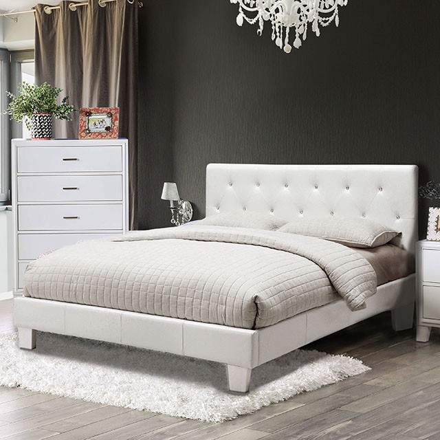 Furniture Of America Velen Contemporary White Bed Model CM7949WH-Cal.King Bed