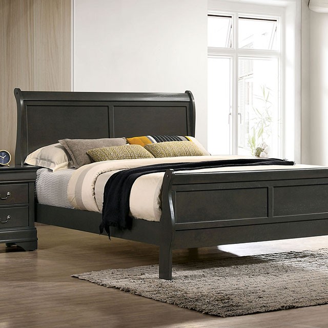 Furniture Of America Louis Philippe Transitional Gray Bed Model CM7966GY-E.King Bed