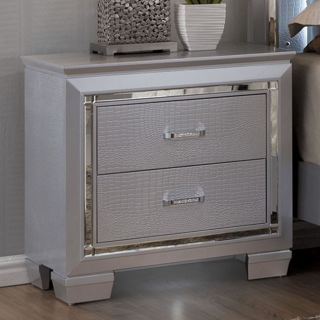 Furniture Of America Bellanova Contemporary Silver Night Stand Model CM7979SV-N