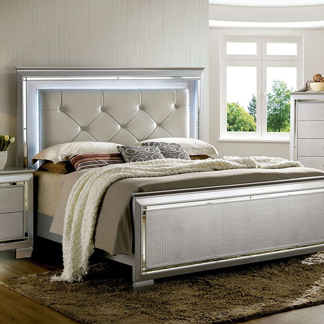 Furniture Of America Bellanova Contemporary Silver Bed Model CM7979SV-Queen Bed
