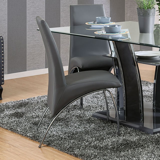 Furniture Of America Wailoa Contemporary Gray/Chrome Side Chair, Gray (2/Box) Model CM8370GY-SC-2PK