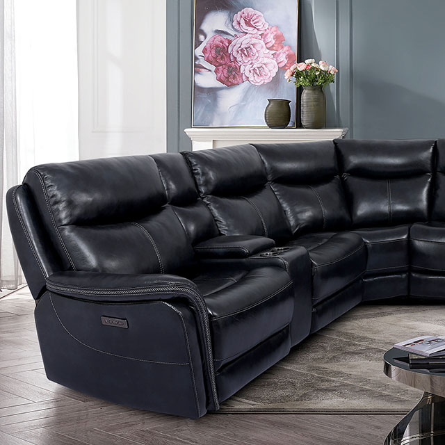 Furniture Of America Braylee Transitional Dark Navy Power Sectional Model CM9904-SECT