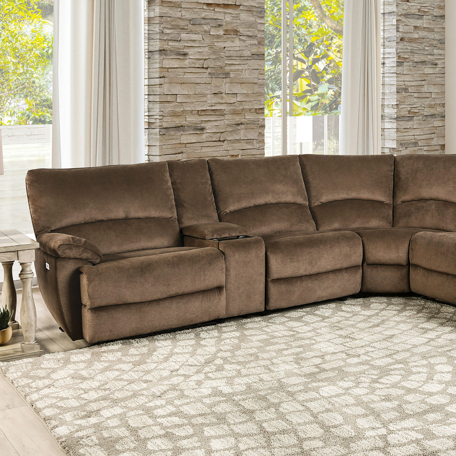 Furniture Of America Cerelia Transitional Brown Power Sectional Model CM9909BR-SECT-PM