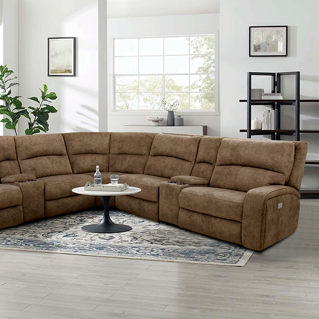 Furniture Of America Apostolos Transitional Brown Power Sectional Model CM9915BR-SECT-PM
