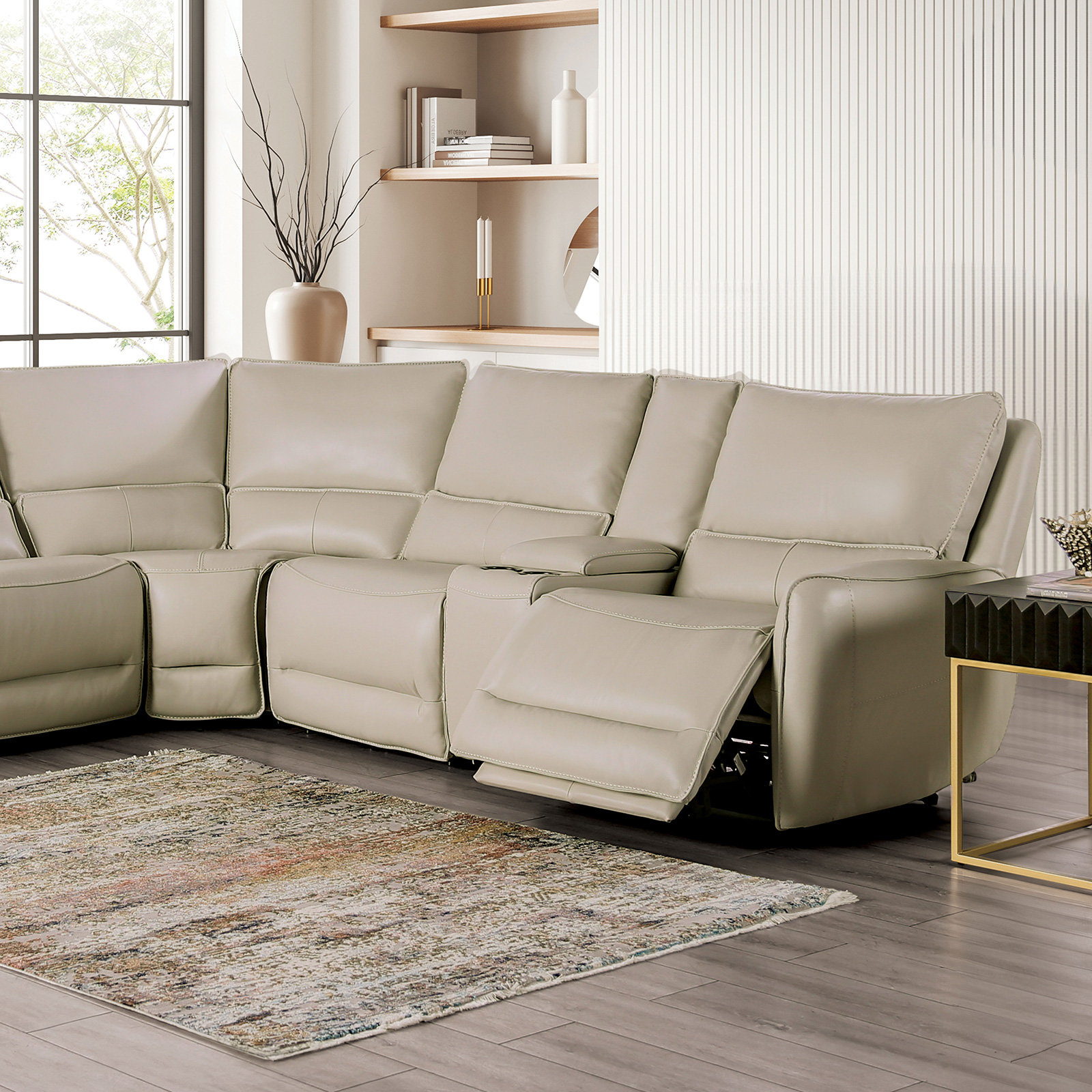 Furniture Of America Hestia Transitional Beige Power Sectional Model CM9920ST-SECT-PM