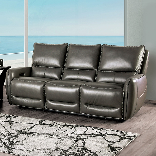 Furniture Of America Phineas Transitional Gray Power Sofa Model CM9921GY-SF-PM
