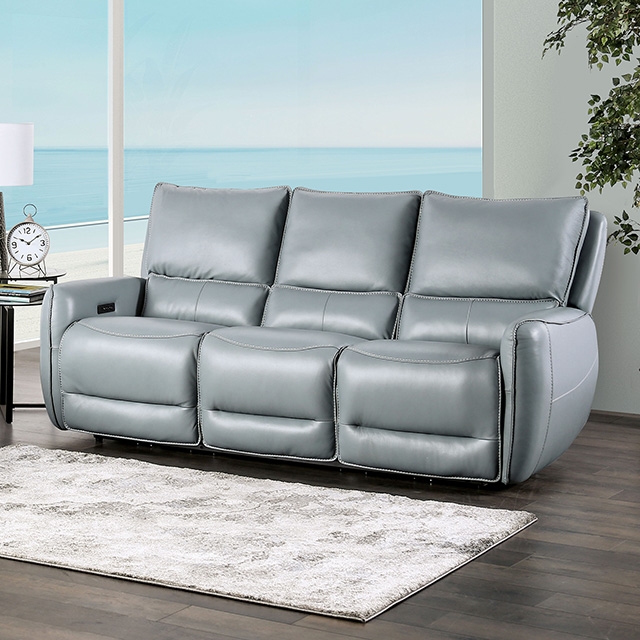 Furniture Of America Phineas Transitional Pale Blue Power Sofa Model CM9921PB-SF-PM