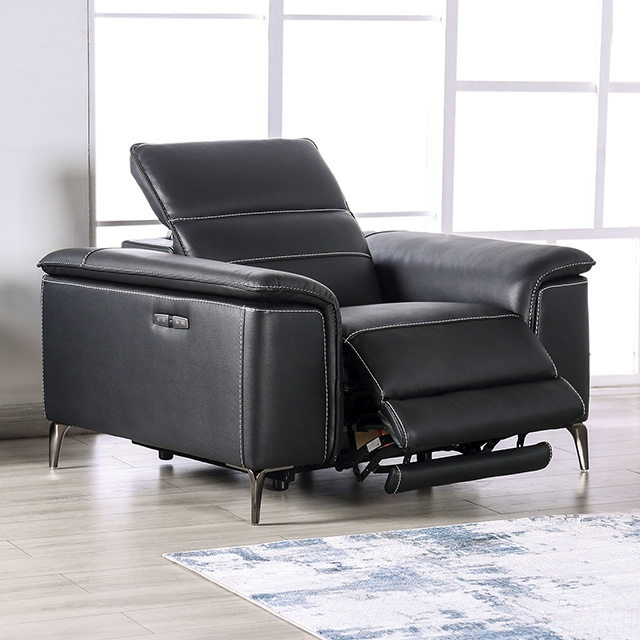 Furniture Of America Ascona Contemporary Black Power Recliner Model CM9927BK-CH-PM
