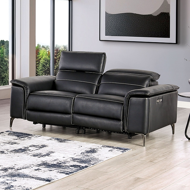 Furniture Of America Ascona Contemporary Black Power Loveseat Model CM9927BK-LV-PM