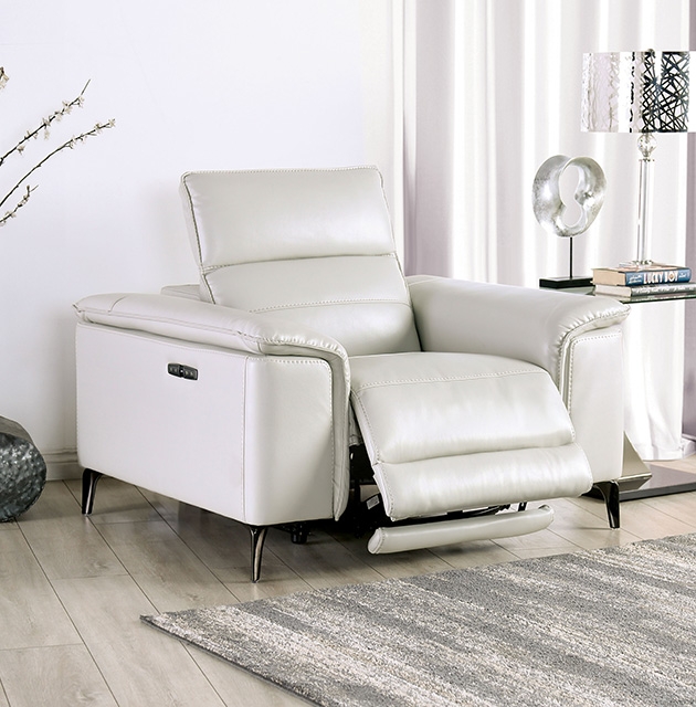 Furniture Of America Ascona Contemporary Light Taupe Power Recliner Model CM9927FG-CH-PM