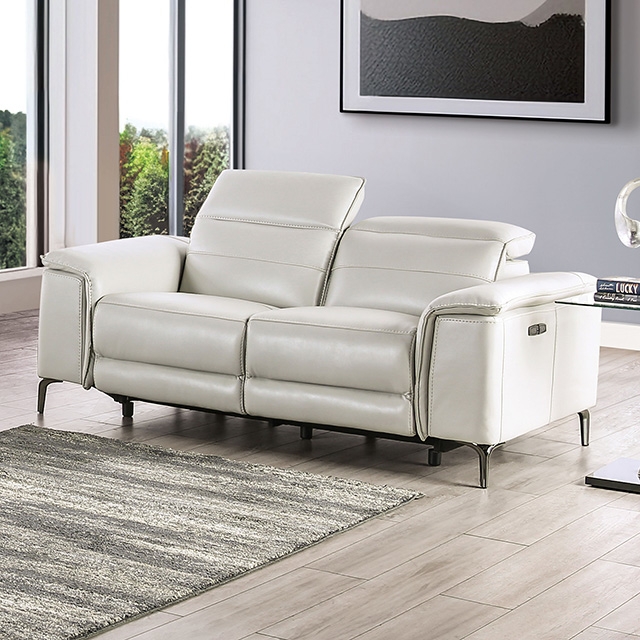 Furniture Of America Ascona Contemporary Light Taupe Power Loveseat Model CM9927FG-LV-PM