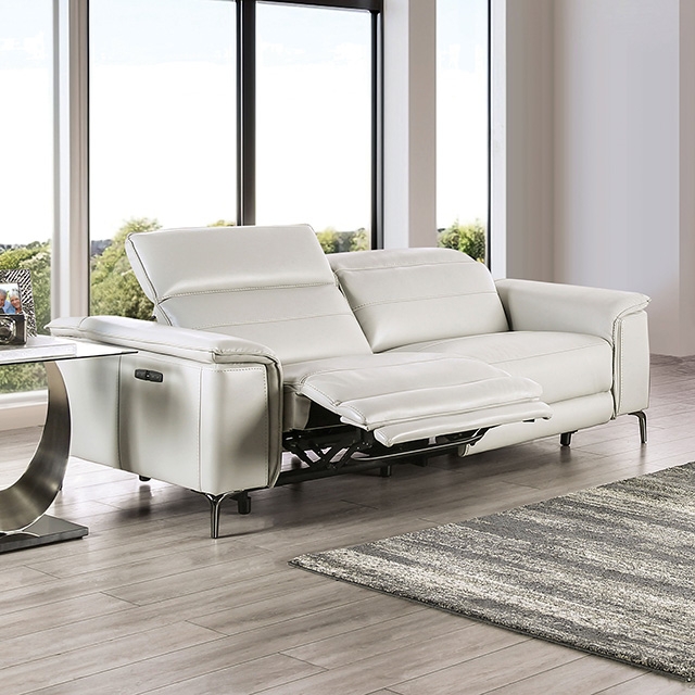 Furniture Of America Ascona Contemporary Light Taupe Power Sofa Model CM9927FG-SF-PM
