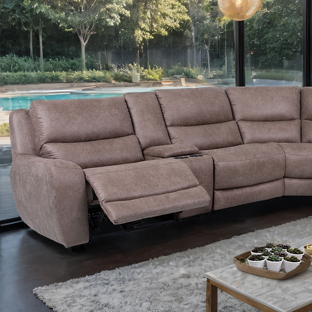 Furniture Of America Demetrius Transitional Slate Brown Power Sectional Model CM9930BR-SECT-PM