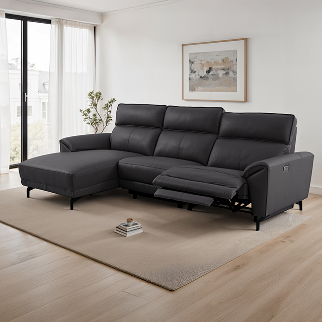 Furniture Of America Theola Contemporary Black Power Sectional, Left Chaise Model CM9937BK-SECT-PM-L