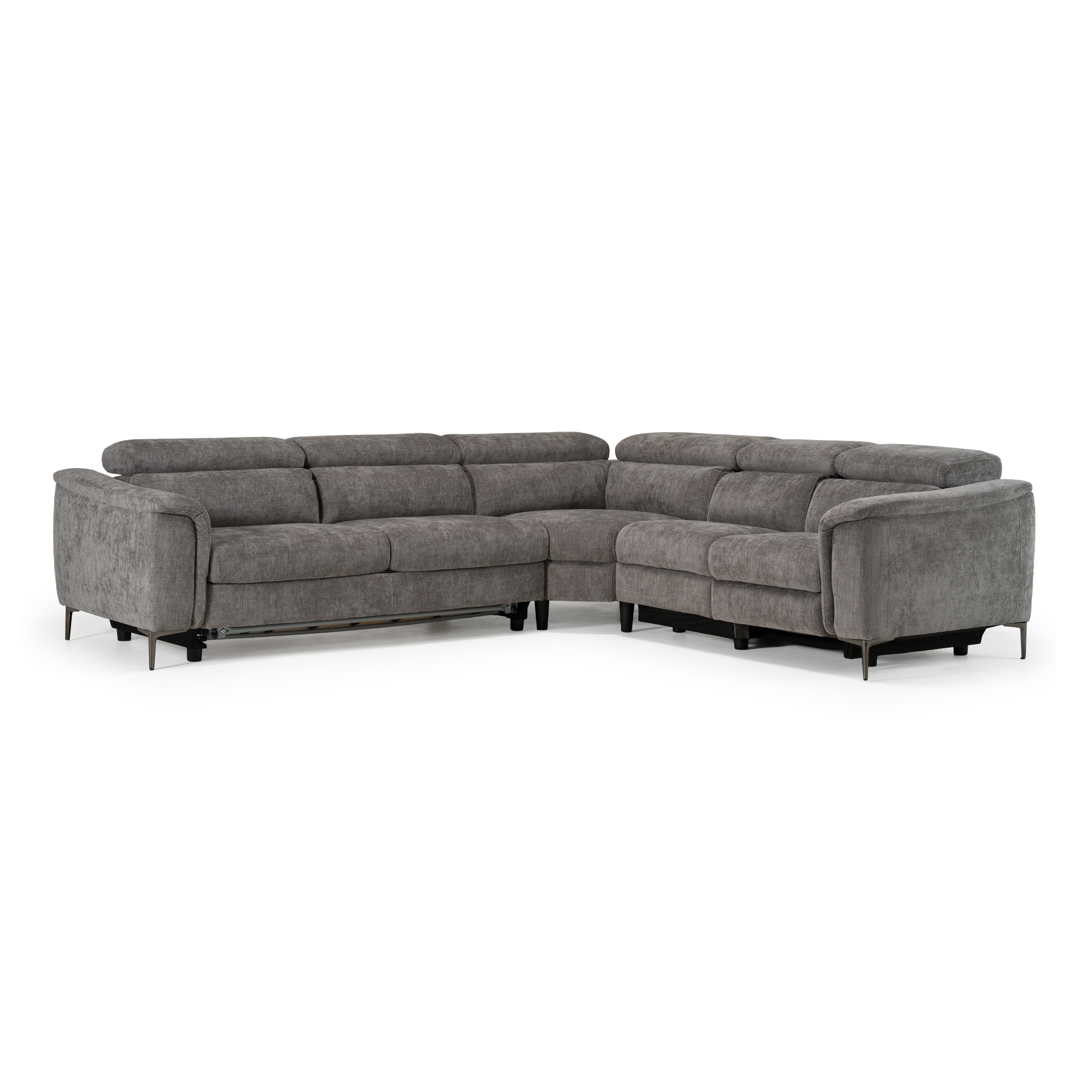 LA Furniture Coffman Modern Grey Fabric Sectional Sofa with Sofa Bed + Recliner VGMB-MB-R351-GRY Contemporary Style by Vig Furnitrue Number 83355 Catch Home Goods