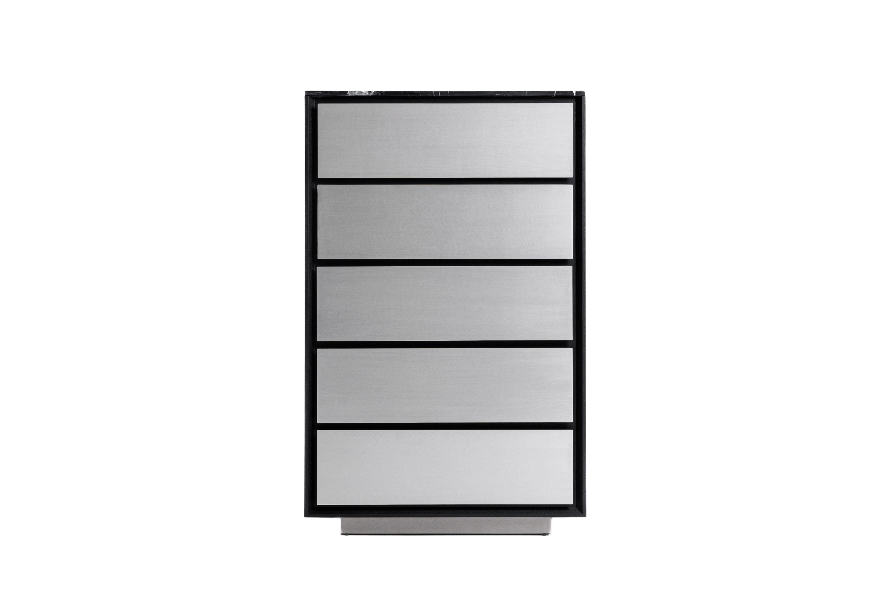LA Furniture Concord Modern Black Marble + Black Ash + Aluminum Chest VGVC-J2301-5H Contemporary Style by Vig Furnitrue Number 81569 Catch Home Goods
