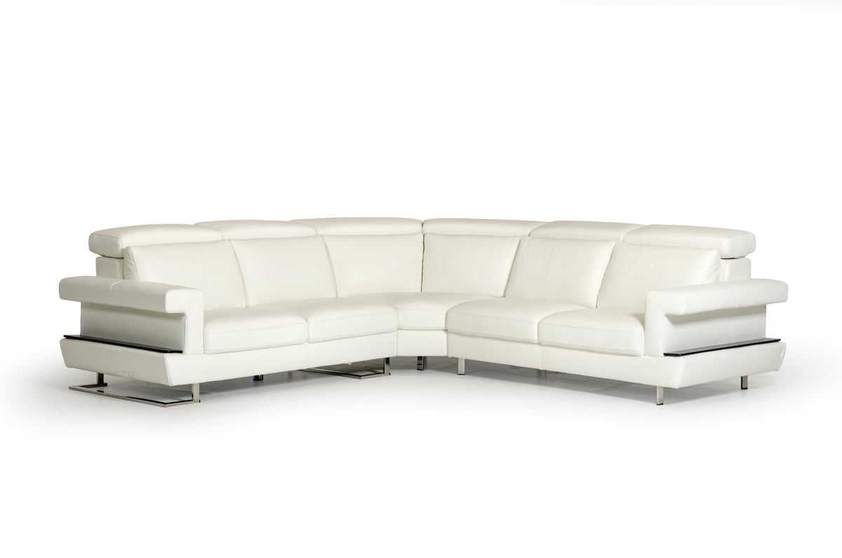 LA Furniture Crosby Italian Modern White Leather Sectional Sofa VGNTCROSBY-WHT Contemporary Style by Vig Furnitrue Number 71872 Catch Home Goods