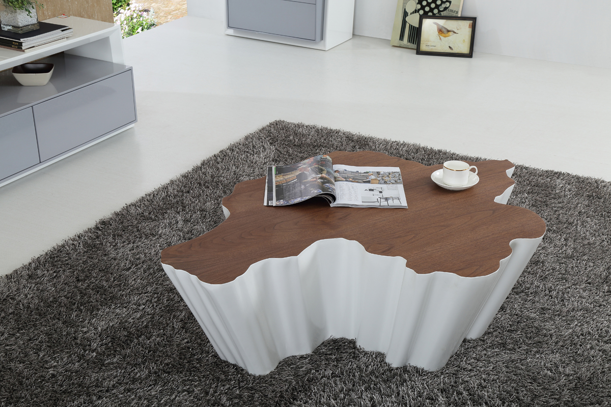 LA Furniture Cottonwood Modern Walnut & White Coffee Table VGVCCT831 Contemporary Style by Vig Furnitrue Number 71672 Catch Home Goods