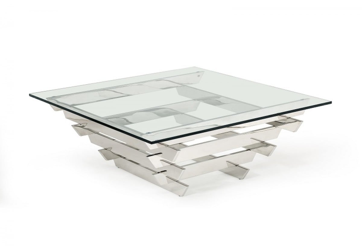 LA Furniture Upton Modern Square Glass Coffee Table VGVCCT869 Contemporary Style by Vig Furnitrue Number 71732 Catch Home Goods