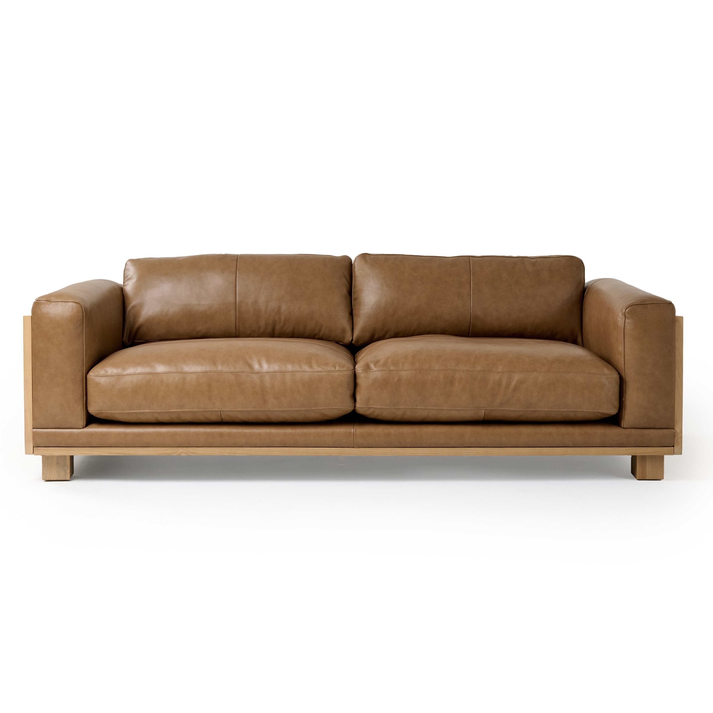 LA Furniture Danson Modern Tan Leather + Wicker Sofa VGKK-KF.8036-SOFA-SAND Contemporary Style by Vig Furnitrue Number 81389 Catch Home Goods