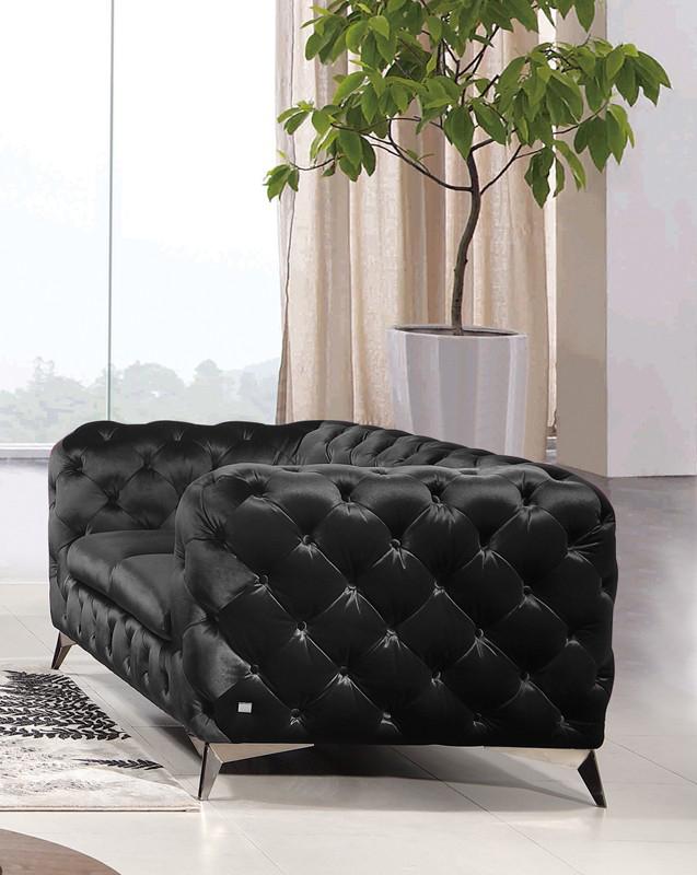 LA Furniture Delilah Modern Black Fabric Loveseat VGCA1546-BLK-L Contemporary Style by Vig Furnitrue Number 73447 Catch Home Goods