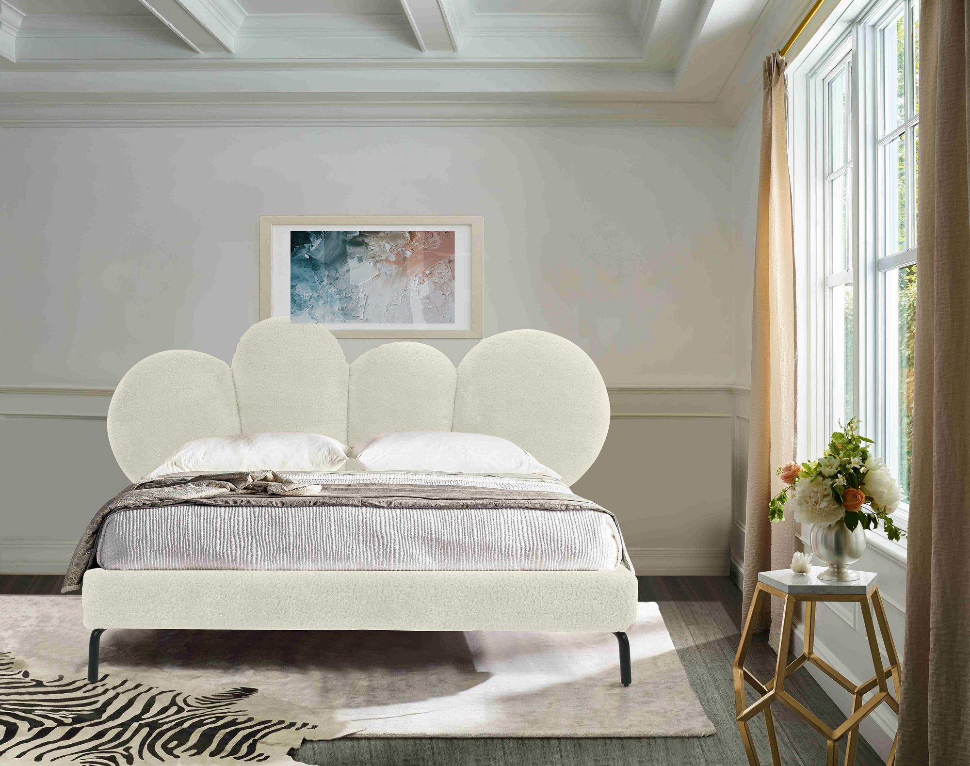 LA Furniture Destiny Eastern King Contemporary White Sherpa Bubble Bed VGODZW-20104-WHT-BED-EK Contemporary Style by Vig Furnitrue Number 79165 Catch Home Goods