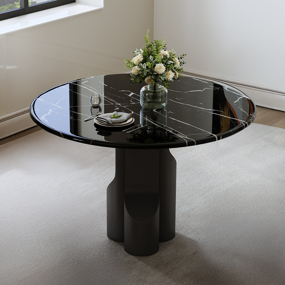 Acme Kinton Round Dining Table with Natural Marble Top Model DN04795