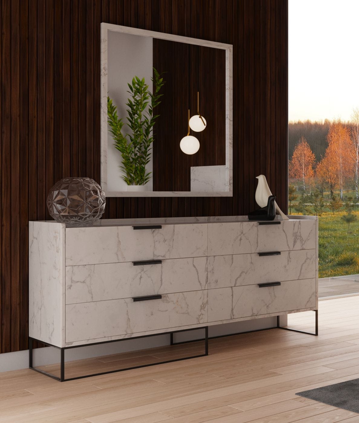LA Furniture Marbella Italian Modern White Marble Dresser VGACMARBELLA-DRS Contemporary Style by Vig Furnitrue Number 76354 Catch Home Goods