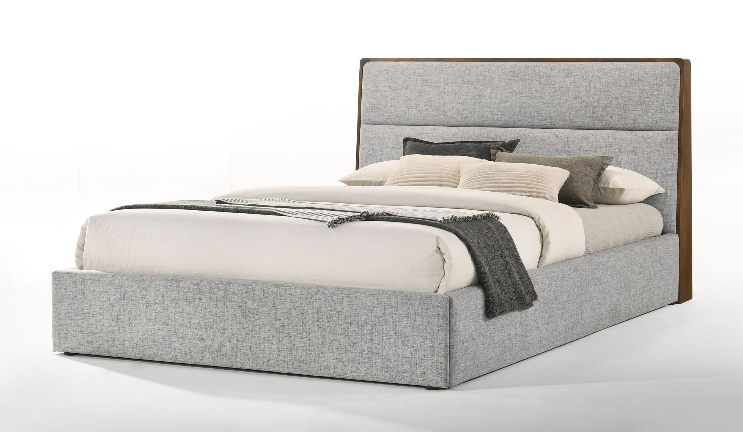 LA Furniture Dustin QueenModern Grey Fabric & Walnut Trimmed Bed VGMABR-99-BED-Q Contemporary Style by Vig Furnitrue Number 77543 Catch Home Goods