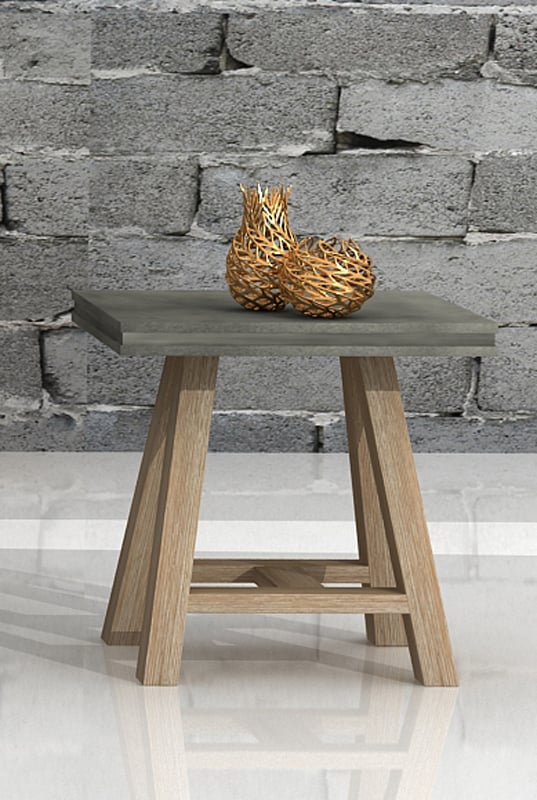 LA Furniture Civic Modern Concrete & Acacia End Table VGNXEFFECT08-END Contemporary Style by Vig Furnitrue Number 72497 Catch Home Goods