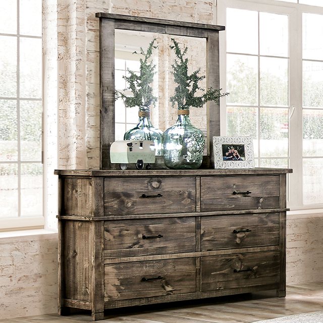 Furniture Of America Woodburn Rustic Ash Brown Dresser Model EM7071BR-D