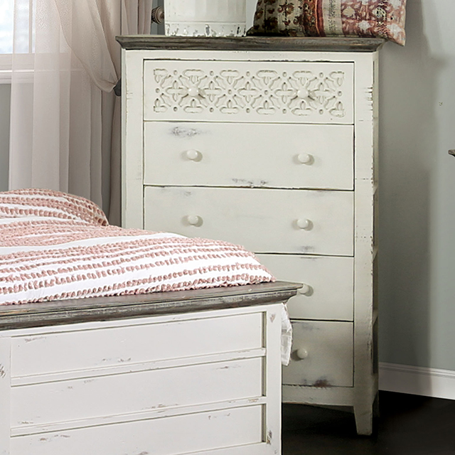 Furniture Of America Myrtlemoore Rustic Vintage Ivory/Rustic Gray Chest Model EM7079IV-C