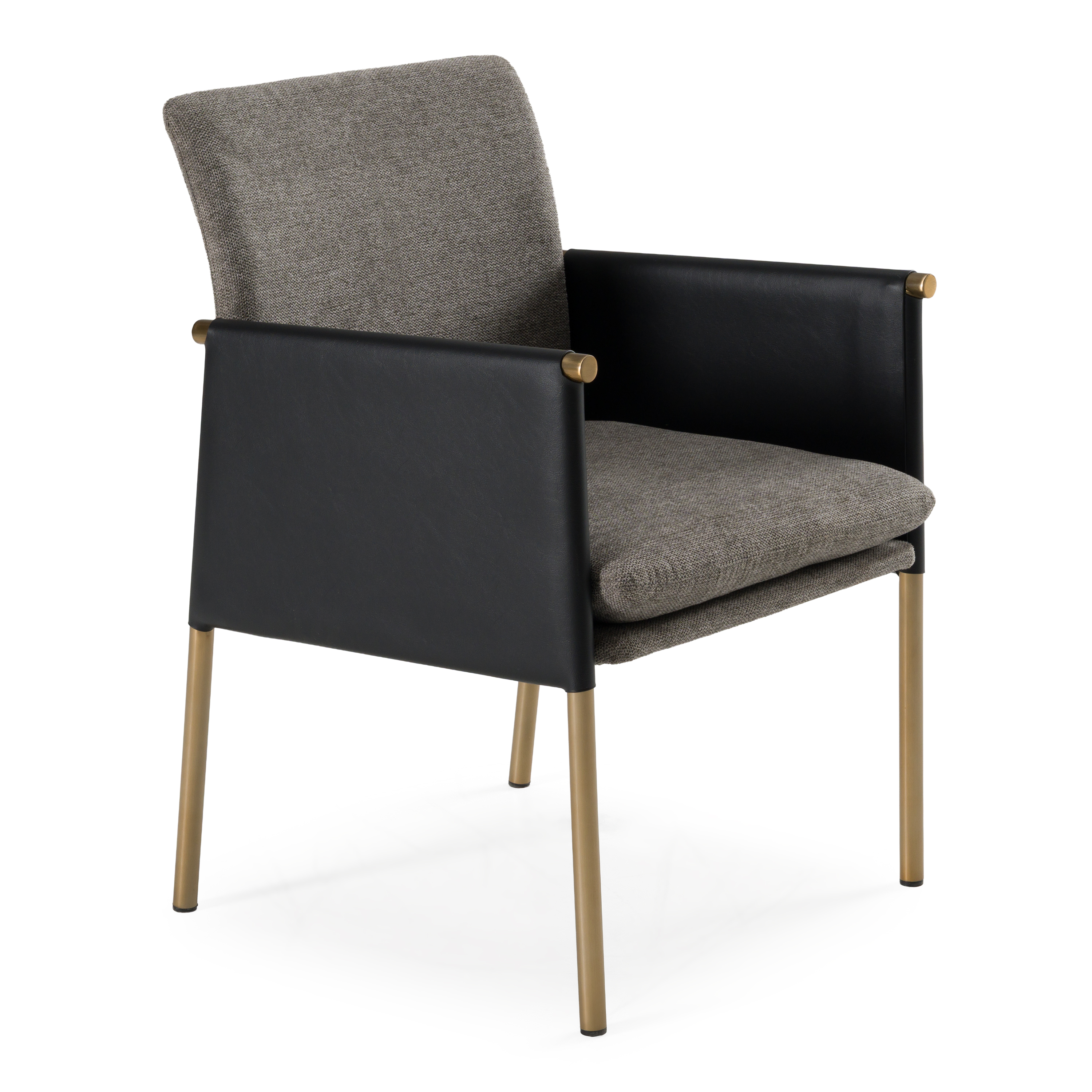 LA Furniture Engel Modern Dark Grey Vegan Leather + Grey Fabric + Antique Brass Dining Chair VGGAGA-6988CH-1-DKGRY Contemporary Style by Vig Furnitrue Number 81462 Catch Home Goods
