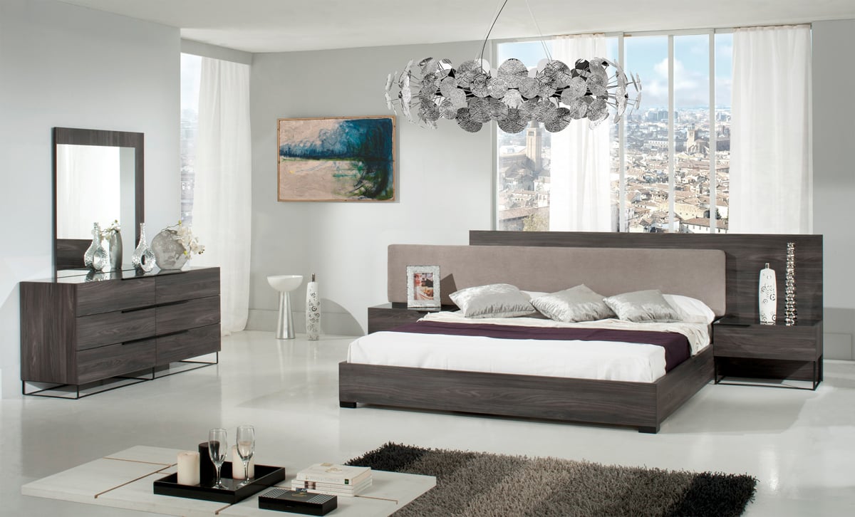 LA Furniture Eastern King Enzo Italian Modern Grey Oak & Fabric Bedroom Set VGACENZO-SET-EK Contemporary Style by Vig Furnitrue Number 73394 Catch Home Goods
