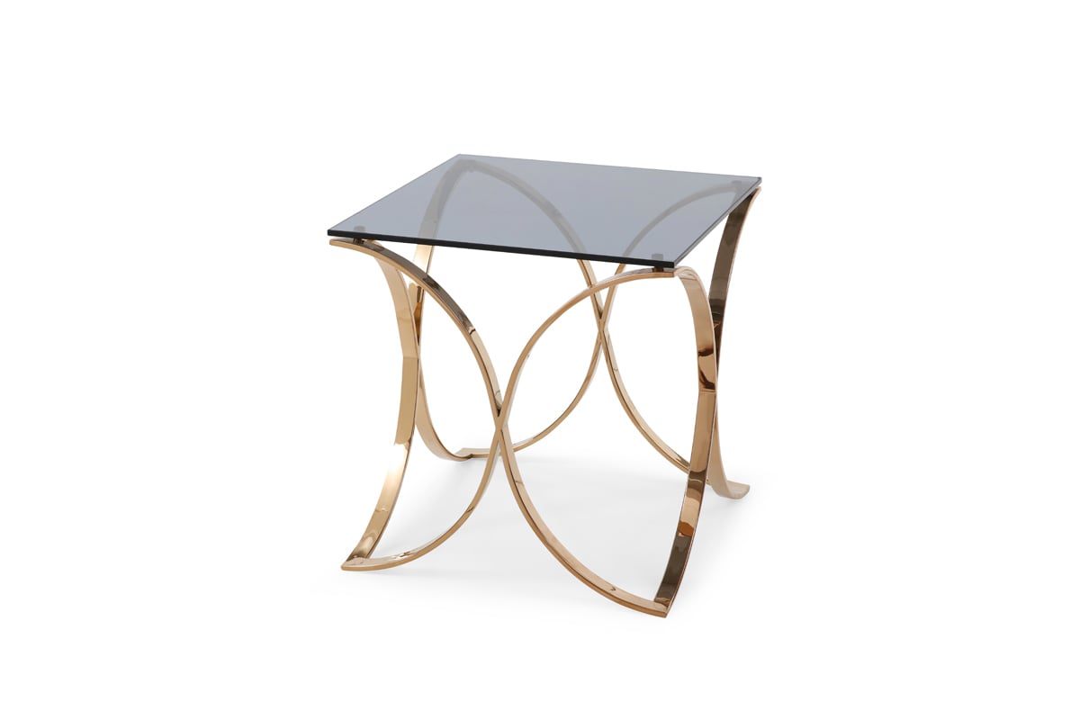 LA Furniture Reklaw Modern Smoked Glass & Rosegold End Table VGVCET836 Contemporary Style by Vig Furnitrue Number 74642 Catch Home Goods