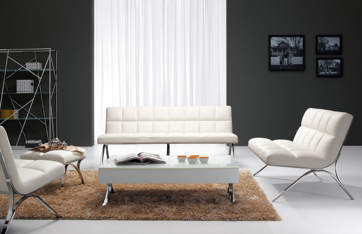LA Furniture Antimony Mid-Century White Leatherette Sofa Set VGEWF3085-WHT Contemporary Style by Vig Furnitrue Number 17437 Catch Home Goods