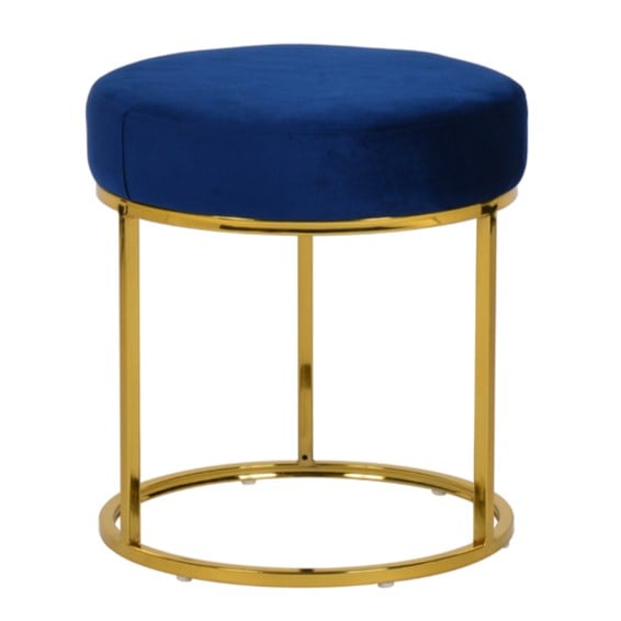 LA Furniture Elmont Modern Blue Velvet & Gold Stool Ottoman VGFH-FDC8017-BLU Contemporary Style by Vig Furnitrue Number 75152 Catch Home Goods