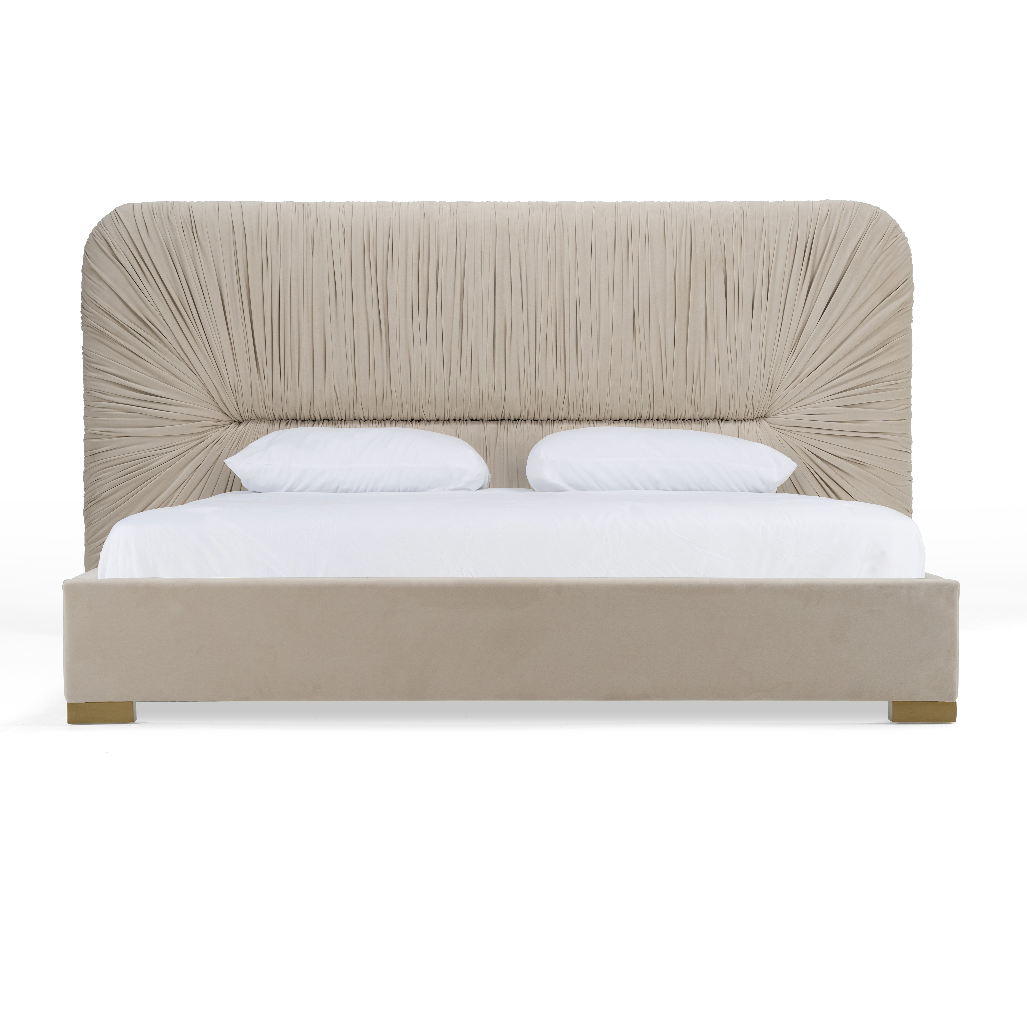 LA Furniture Eastern King Florence Modern Beige Velvet + Gold Bed VGVC-BD2410-BED-EK Contemporary Style by Vig Furnitrue Number 82674 Catch Home Goods