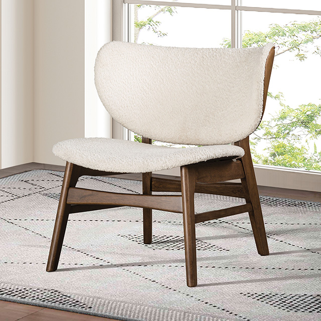 Furniture Of America Spiez Mid-Century Modern Walnut/Beige Accent Chair Model FM-AC202WN