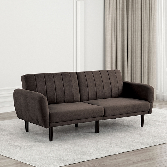 Furniture Of America Aristide Contemporary Dark Gray Futon Sofa Model FM2900BR