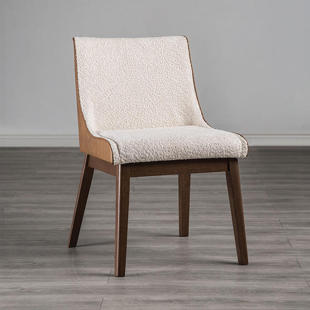Furniture Of America Viken Mid-Century Modern Walnut/Beige Side Chair (2/Ctn) Model FM3213WN-SC-2PK