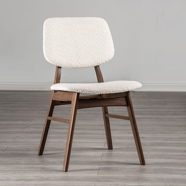 Furniture Of America Uzwil Mid-Century Modern Walnut/Beige Side Chair (2/Ctn) Model FM3214WN-SC-2PK