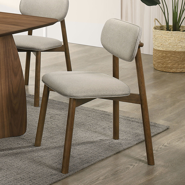 Furniture Of America Alnwick Mid-Century Modern Walnut/Beige Side Chair (2/Ctn) Model FM3217WN-SC-2PK