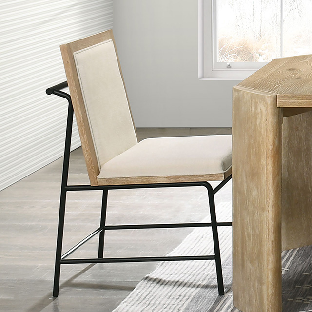 Furniture Of America Edenbridge Contemporary Oak/Beige Side Chair Model FM3220AK-SC-2PK