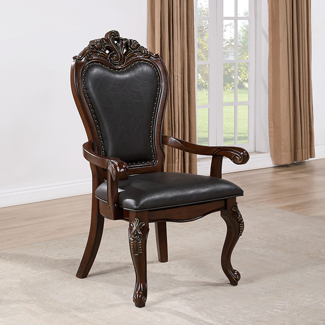 Furniture Of America Manzanita Traditional Dark Cherry/Black Arm Chair Model FM3261CH-AC-2PK
