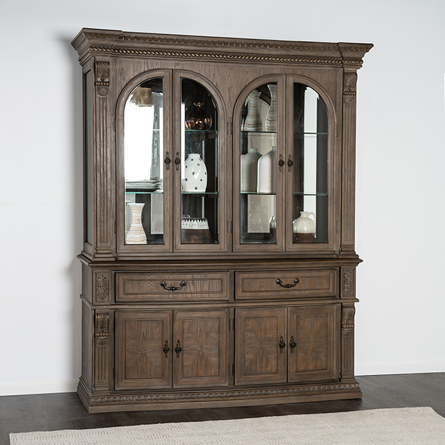 Furniture Of America Seven Oaks Traditional Weathered Oak Hutch & Buffet Model FM3418AK-HB-SET-Buffet