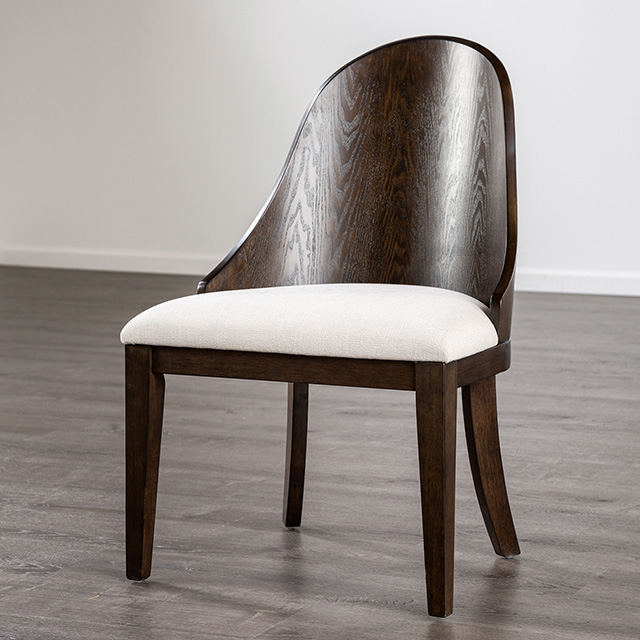 Furniture Of America Morden Transitional Dark Walnut/Off-White Side Chair (2/Ctn) Model FM3420BR-SC-2PK